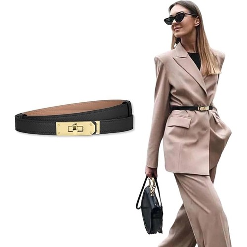 Womens ladies leather belt - leather, one