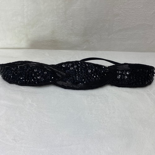 Elegant black beaded sequin - beaded,