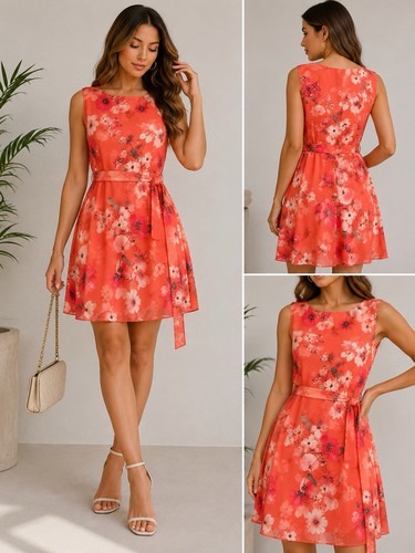 Wallis coral floral sleeveless - floral,