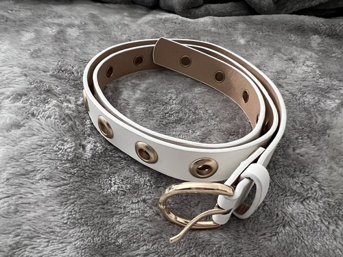 Women girl belt white gold - white,