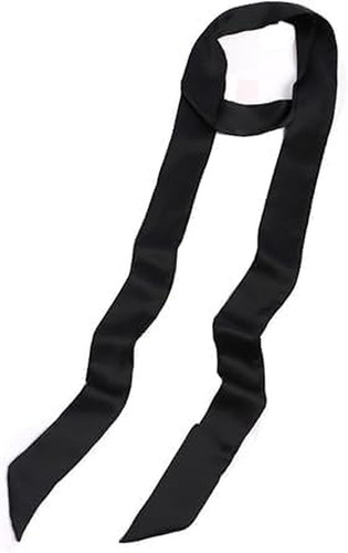 Black satin ribbon belt long - black,