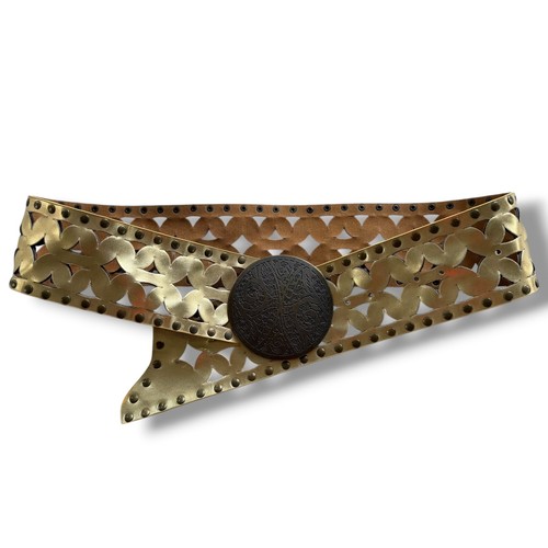 Gold metallic leather wide - gold,