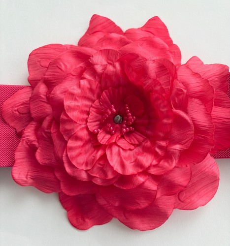 Coral pink elastic wide cinch