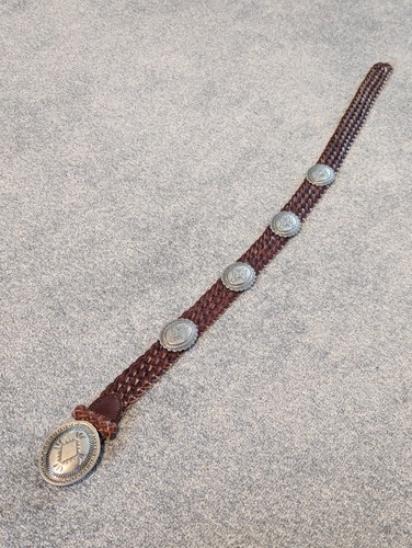 Leather disc belt womens - leather,