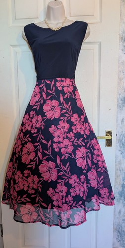 Klass navy pink floral - &pink,