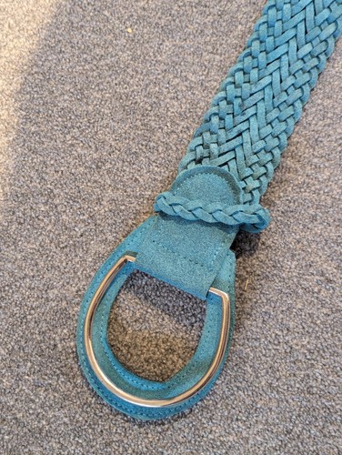 Suede leather braided belt - leather, m