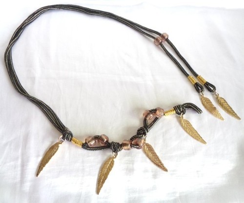 Vtg tie belt black gold - vtg, black/gold