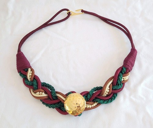 Vtg braided belt jewel tone - braided,